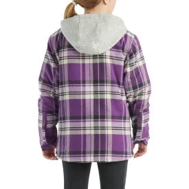 Youth Girls Long Sleeve Flannel Snap Front Hooded Shirt Jacket - Majesty